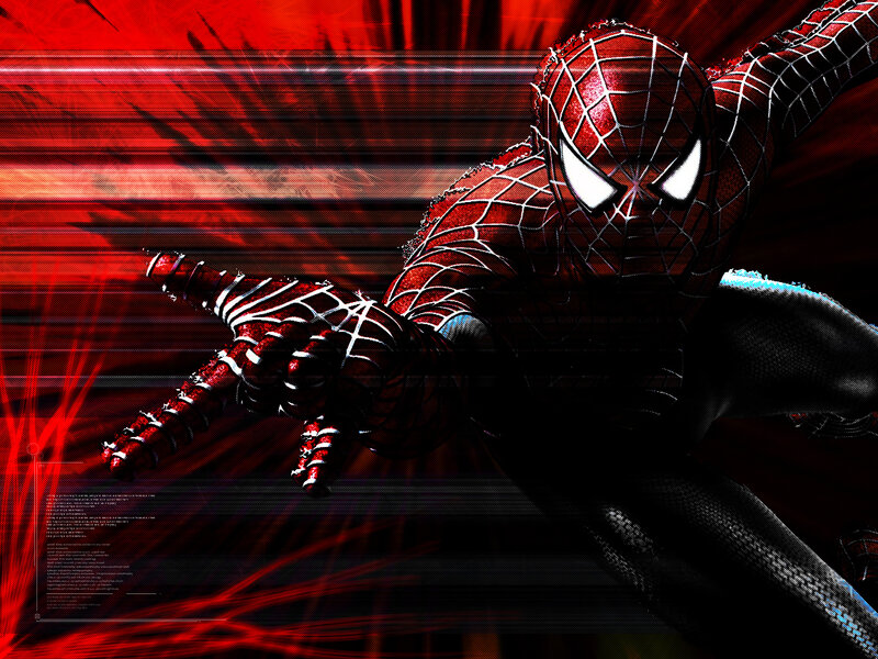 Spider-man in Red Suit — Dramatic, Digital Art