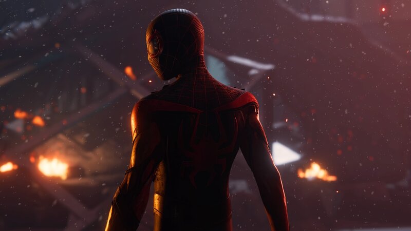 Spider-man in Red Suit — Dramatic, Night, 3d Render, Fire