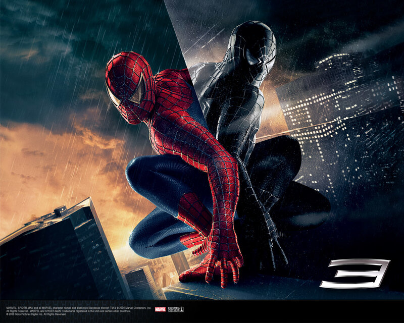 Spider-Man in Red Suit — Dramatic, Night, Digital Art, Black Suit