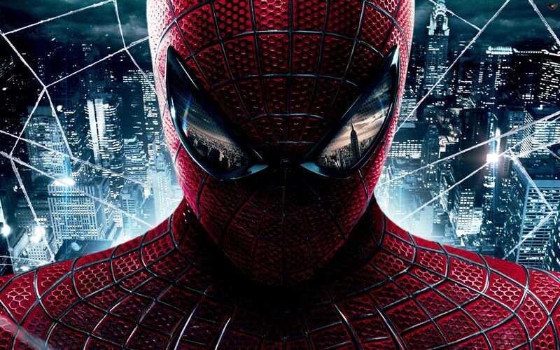 Spider-man in Red Suit — Dramatic, Night, Digital Art, Cityscape, Webbing
