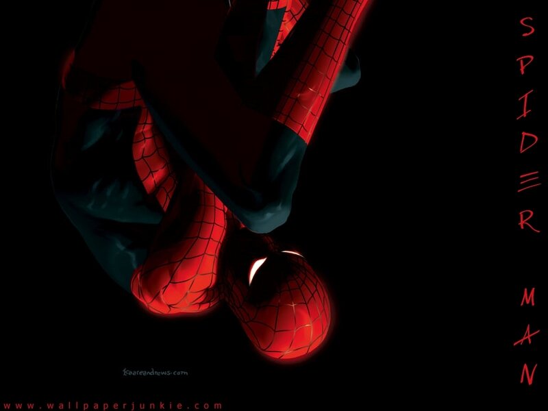Spider-man in Red Suit — Dramatic, Night, Digital Art, Web Pattern