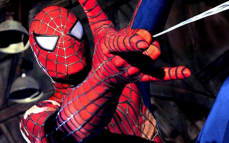Spider-man in Red Suit — Dramatic, Photograph, Web