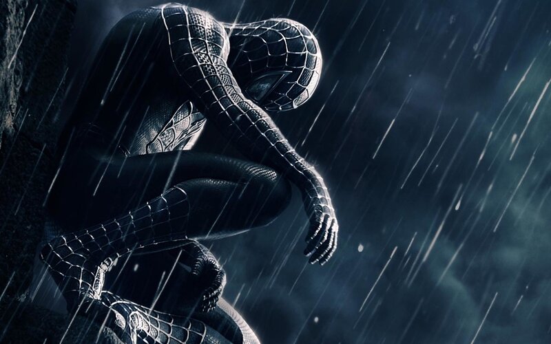 Spider-Man in the rain