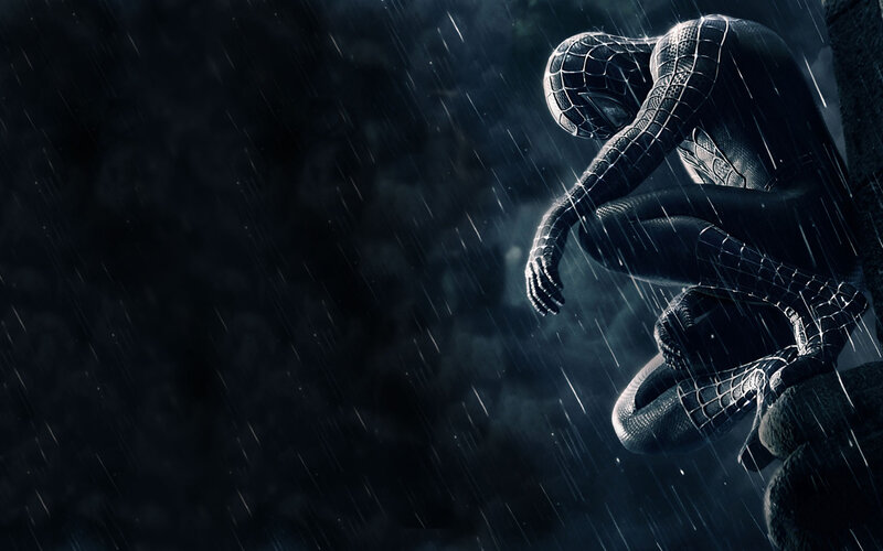 Spider-Man in the rain