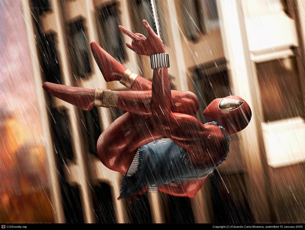 Spider-Man in the rain