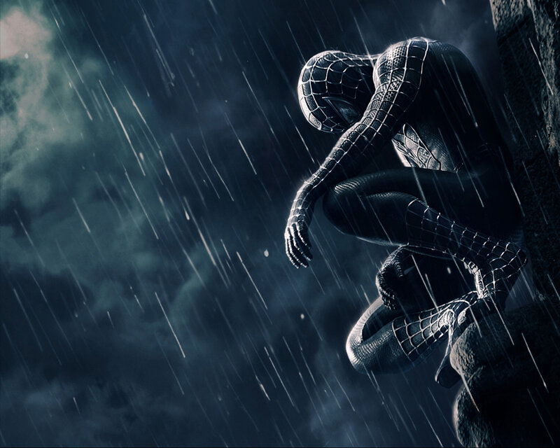Spider-Man in the rain