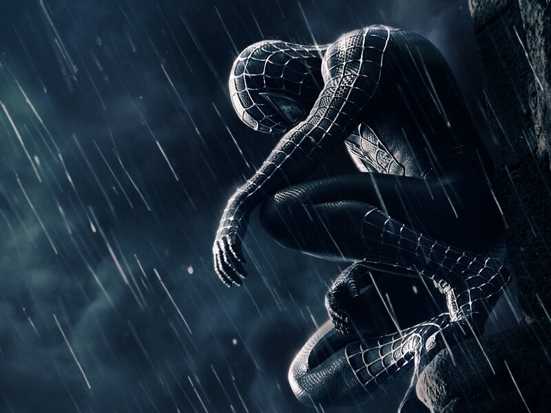 Spider-Man in the rain