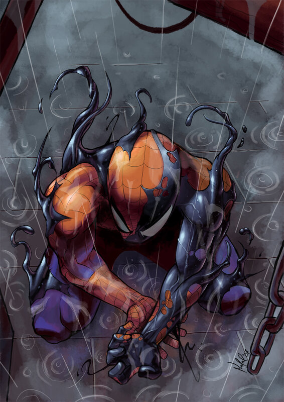 Spider-Man in the rain