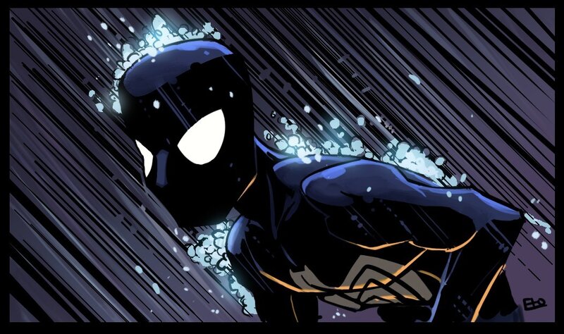 Spider-Man in the rain