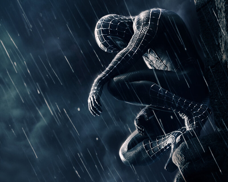 Spider-Man in the rain