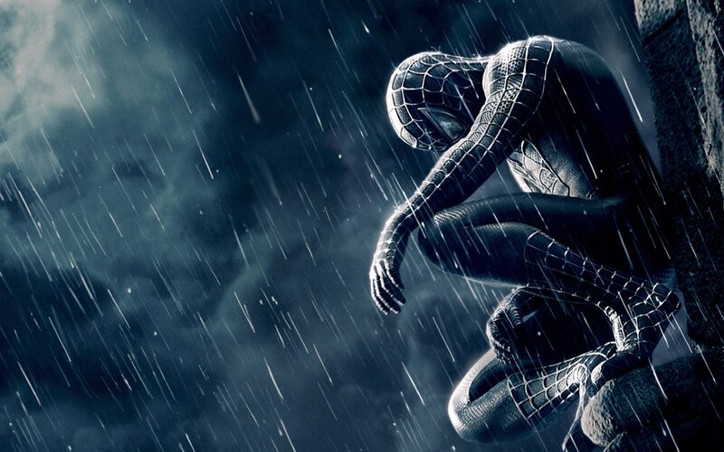 Spider-Man in the rain