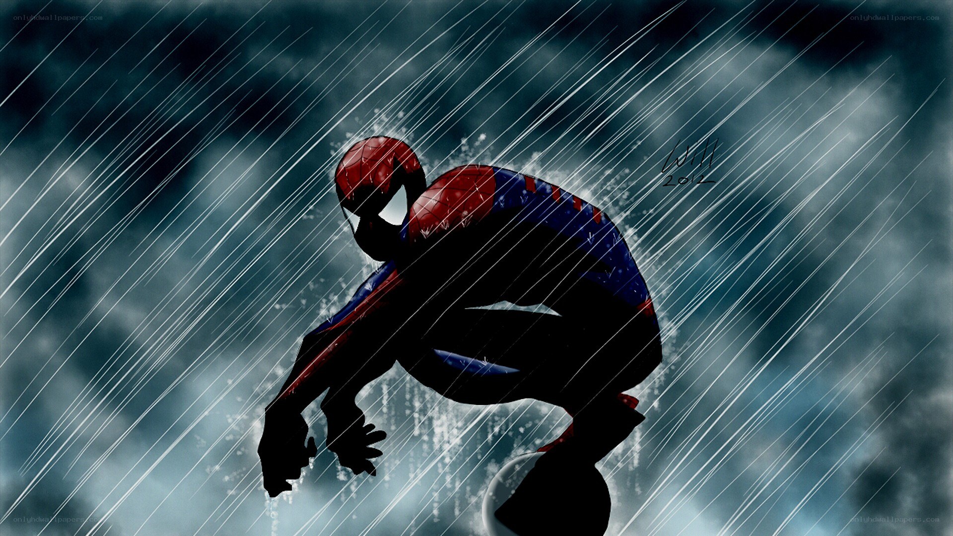 Spider-Man in the rain
