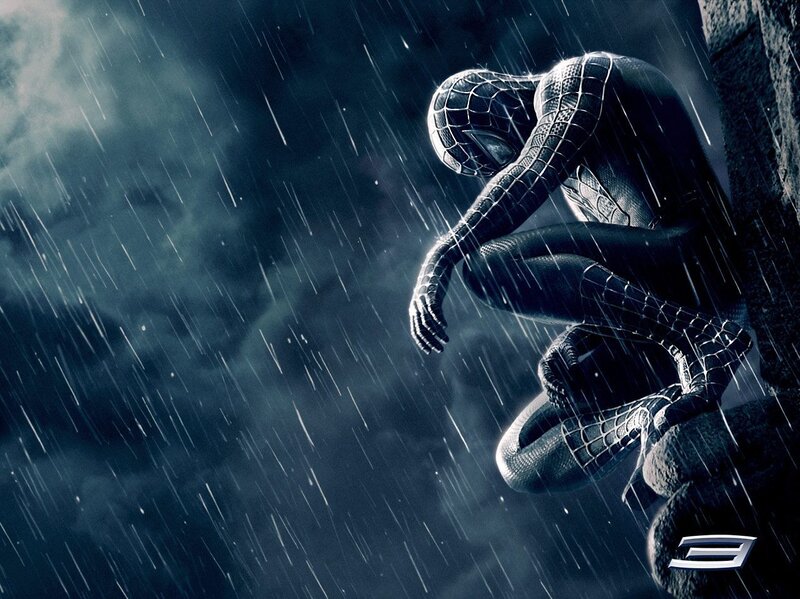 Spider-Man in the rain