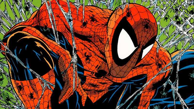 Spider-man in Web — Red, Dramatic, Comic