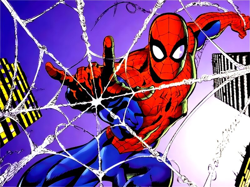 Spider-man in Web — Red, Dramatic, Night