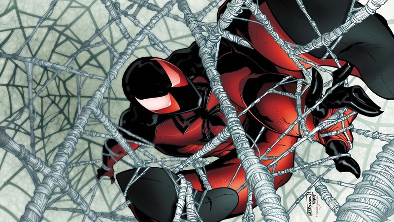 Spider-Man in web trap