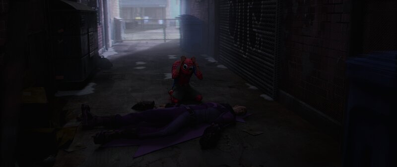 Spider-Man Kneeling Beside a Body