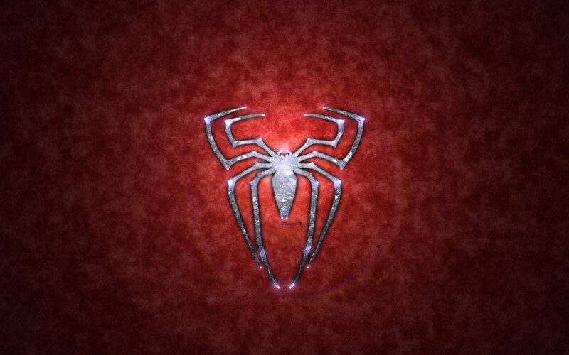Spider-Man logo on red background