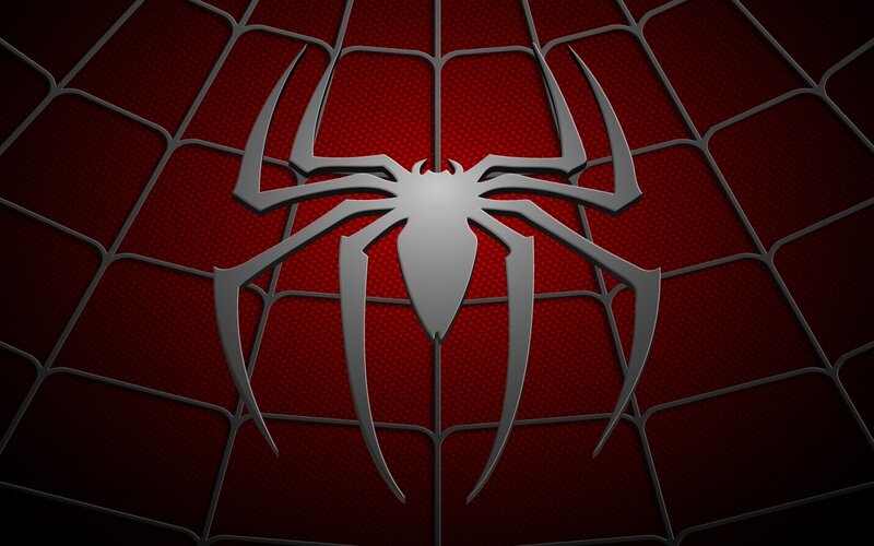 Spider-Man logo on web background
