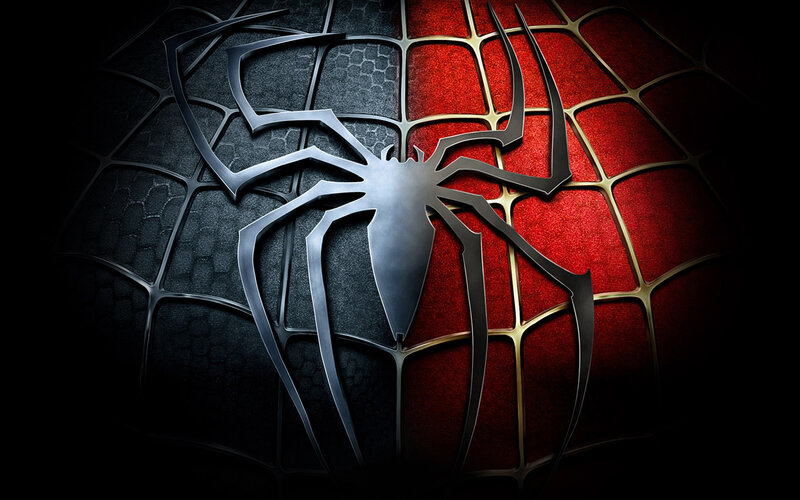 Spider-Man logo on web pattern