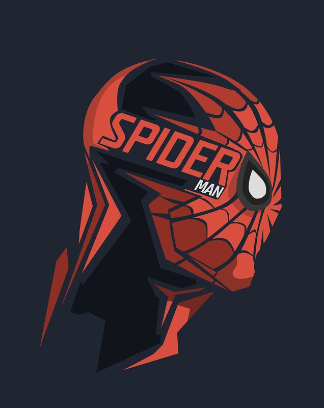 Spider-Man Mask — Red, Dramatic, Vector Art