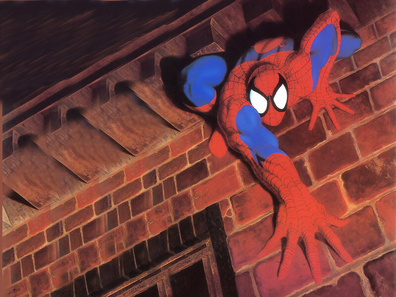 Spider-Man on a brick wall