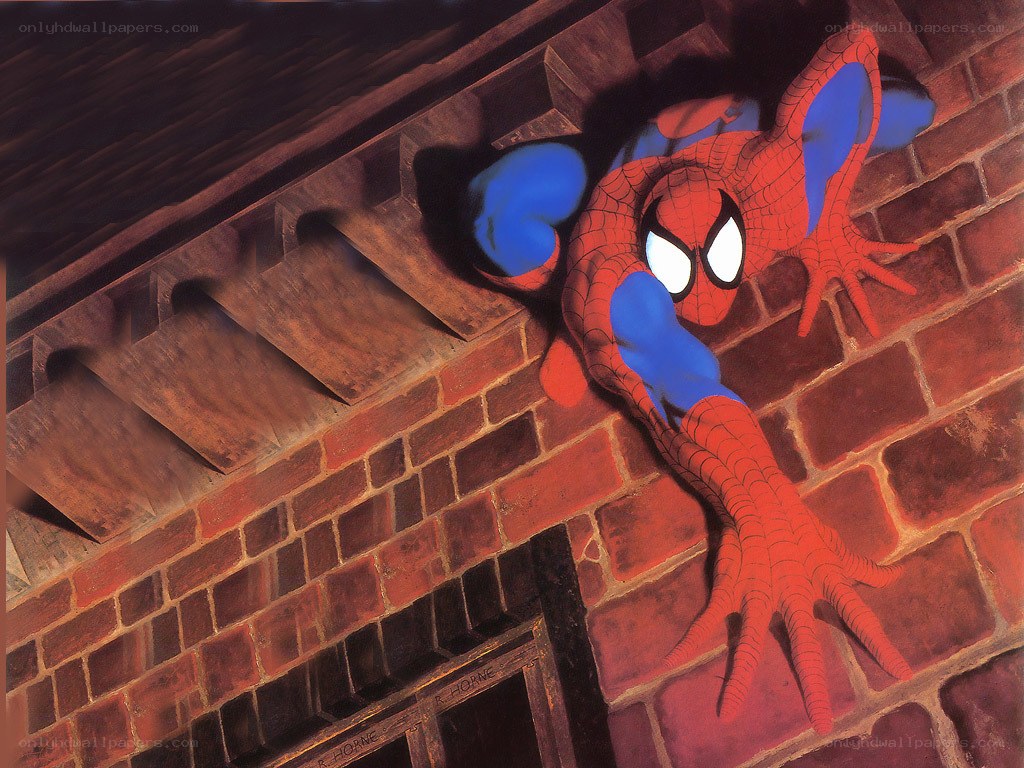 Spider-Man on a brick wall