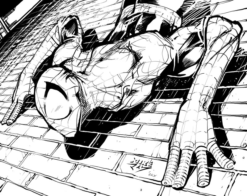Spider-Man on a brick wall