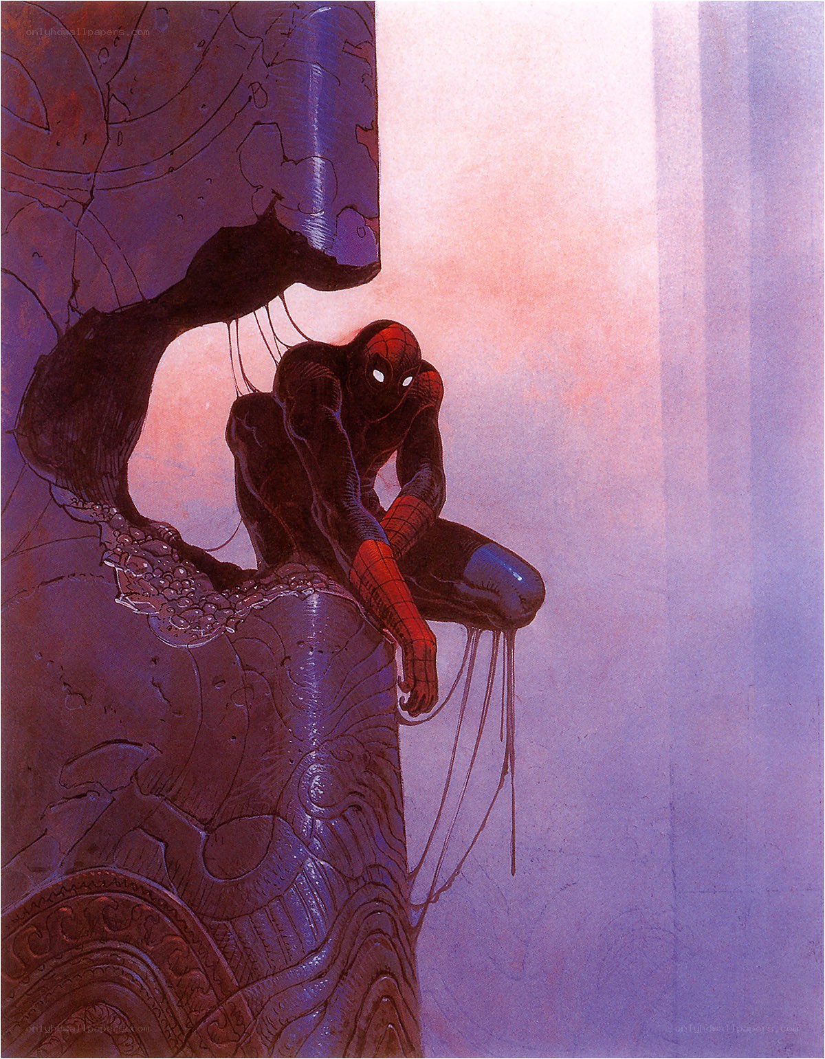 Spider-Man on a broken pillar
