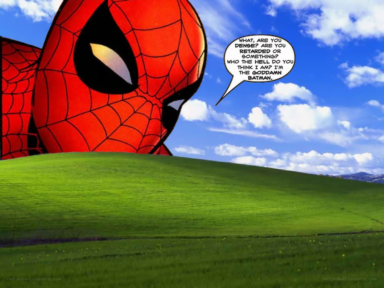 Spider-Man on a green hill