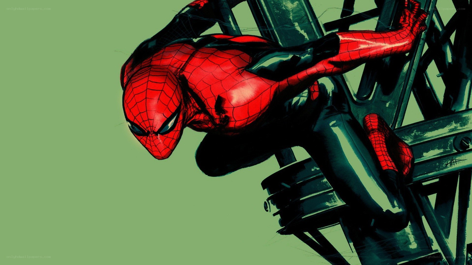 Spider-Man on a ladder