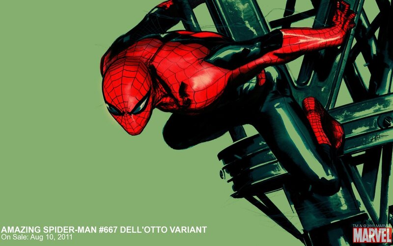 Spider-Man on a ladder