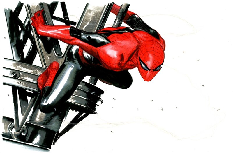 Spider-Man on a mechanical structure