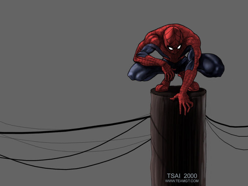 Spider-Man on a pole