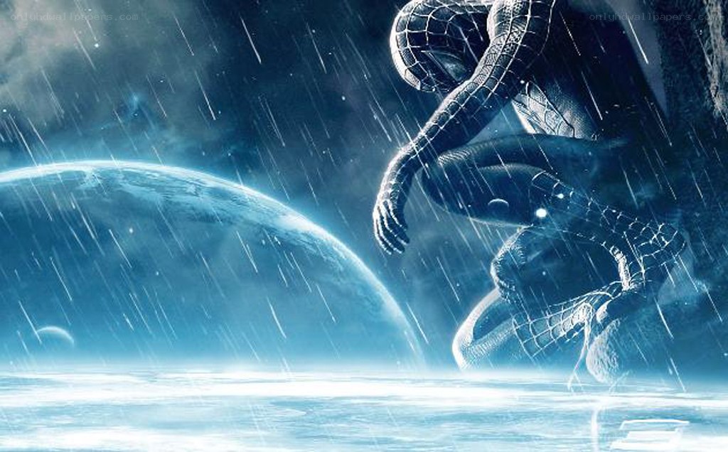 Spider-Man on a rainy planet