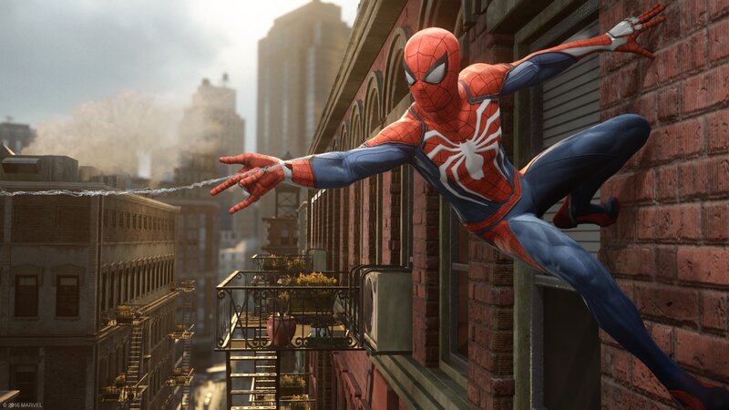 Spider-man on Building — Red, Action, Afternoon