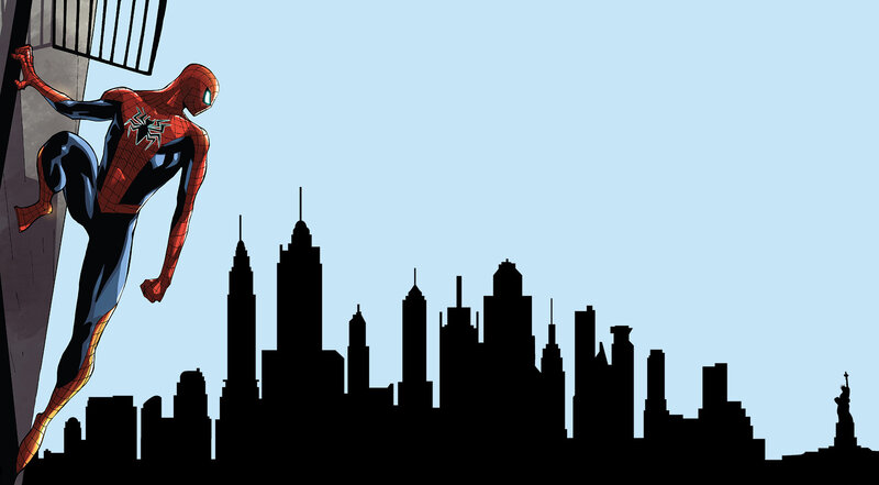 Spider-man on Building — Red, Dramatic, Afternoon, Comic