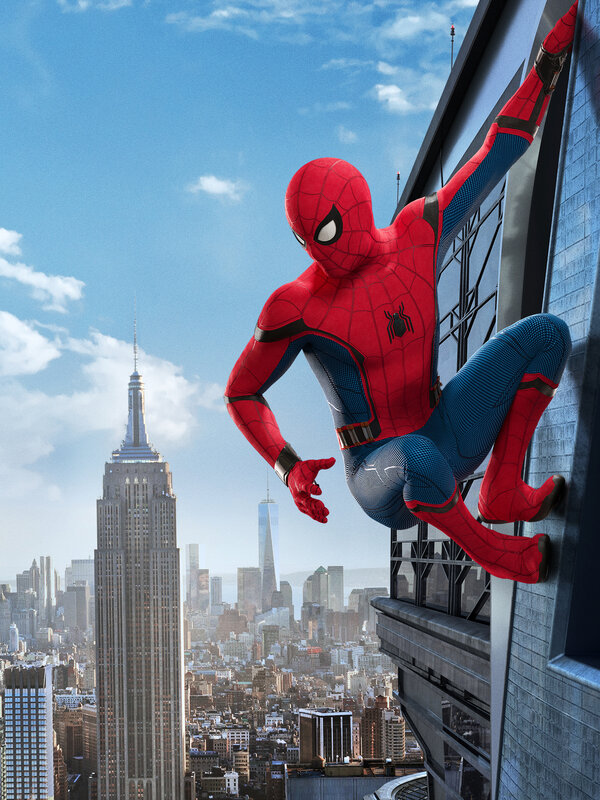 Spider-man on Building — Red, Dramatic, Afternoon, Photograph