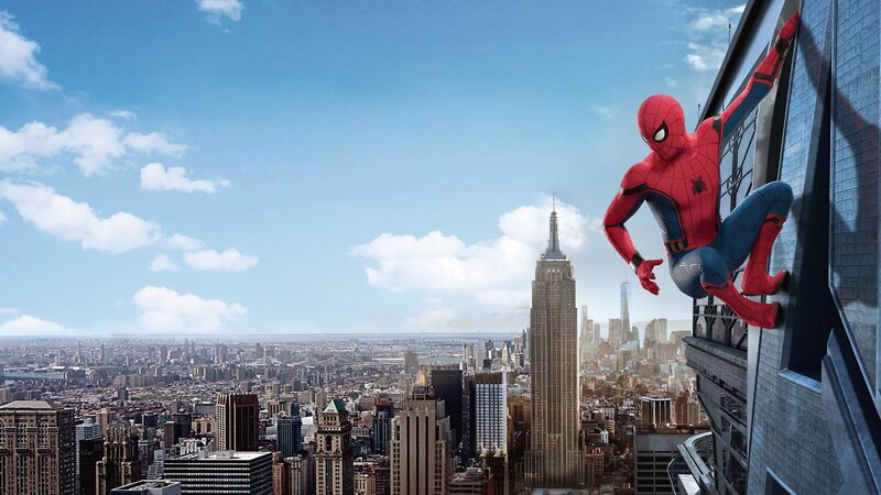 Spider-man on Building — Red, Dramatic, Afternoon
