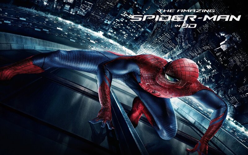 Spider-man on Building — Red, Dramatic, Night, Digital Art, City, Blue, Black