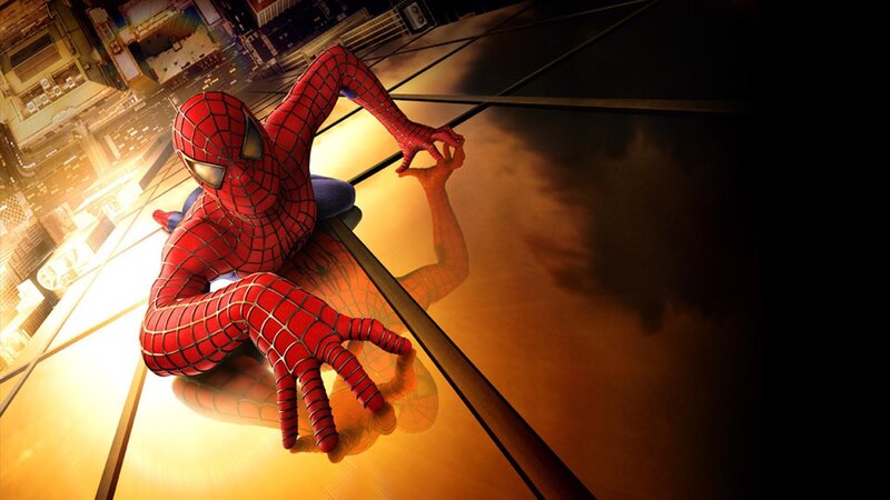 Spider-man on Building — Red, Dramatic, Night, Digital Art, City, Reflection, Blue
