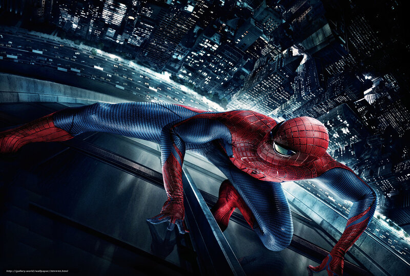 Spider-man on Building — Red, Dramatic, Night, Digital Art, City
