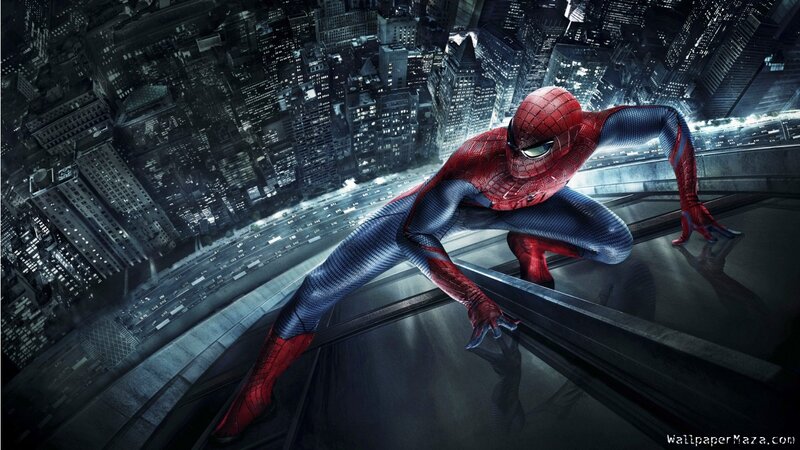 Spider-man on Building — Red, Dramatic, Night, Digital Art