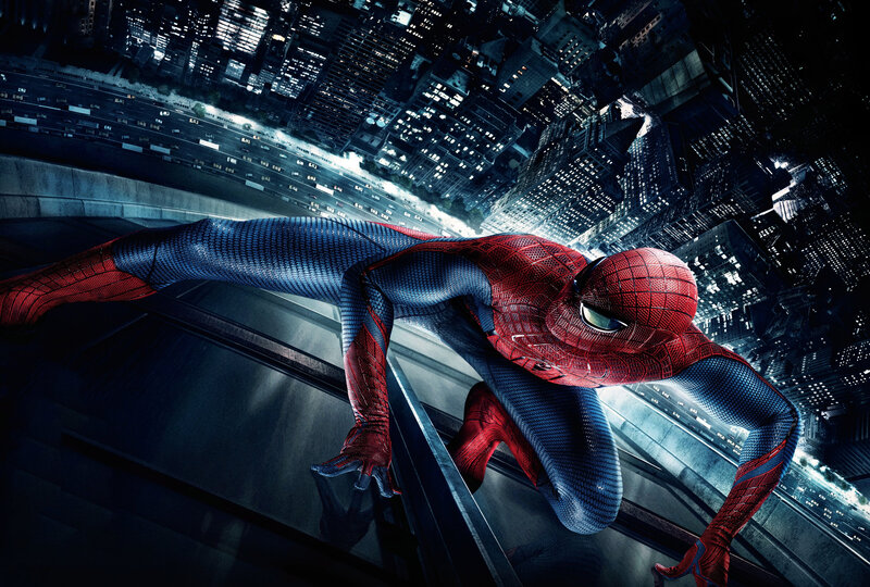 Spider-man on Building — Red, Dramatic, Night, Photograph, City
