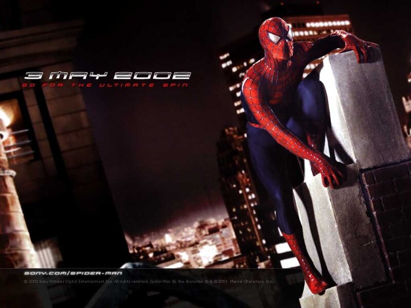 Spider-man on Building — Red, Dramatic, Night, Photograph