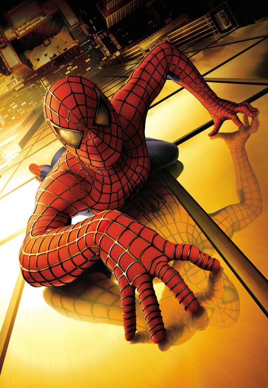 Spider-man on Glass — Red, Dramatic, Night