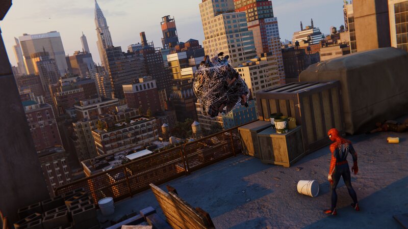 Spider-Man on Rooftop — Red, Dramatic, Sunset
