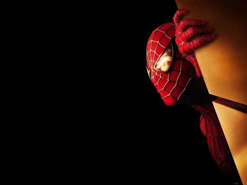 Spider-Man peeking from corner