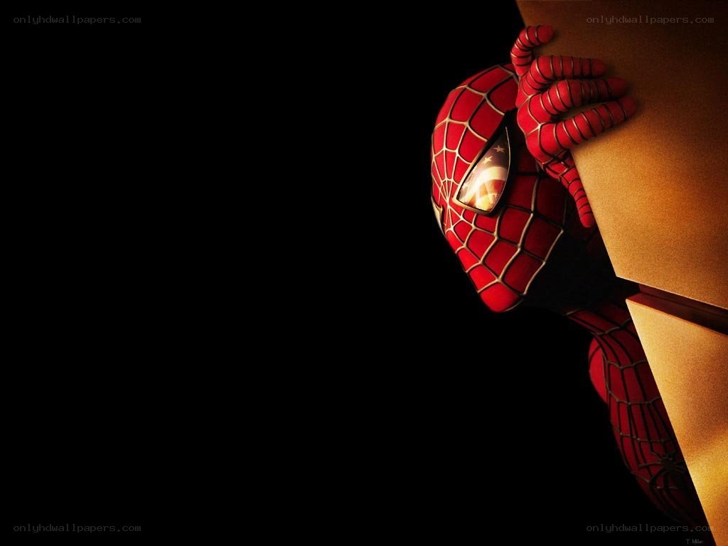 Spider-Man peeking from corner