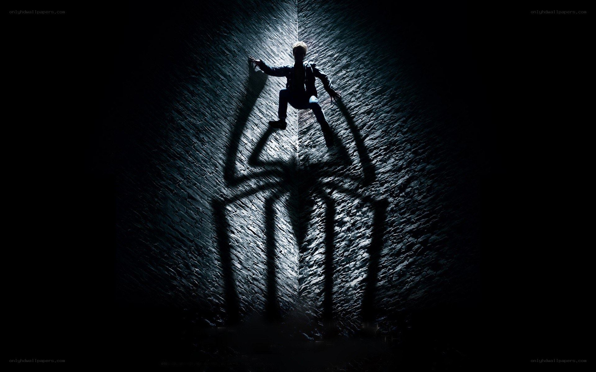Spider-Man silhouette in dark corridor